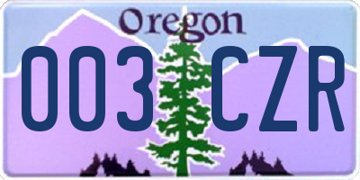 OR license plate 003CZR