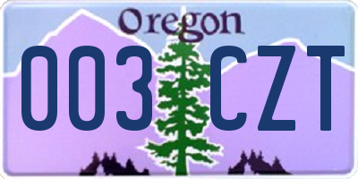 OR license plate 003CZT