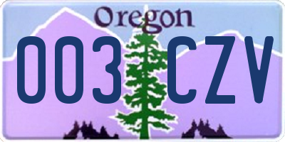 OR license plate 003CZV