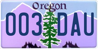 OR license plate 003DAU