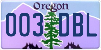 OR license plate 003DBL