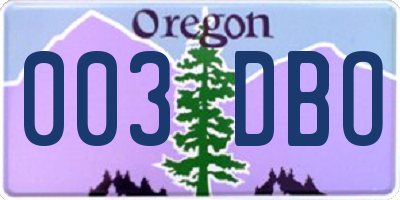 OR license plate 003DBO