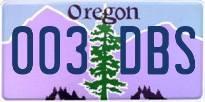 OR license plate 003DBS
