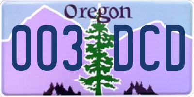 OR license plate 003DCD