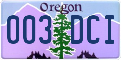 OR license plate 003DCI