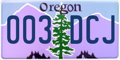 OR license plate 003DCJ
