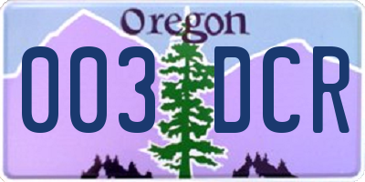 OR license plate 003DCR