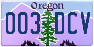 OR license plate 003DCV