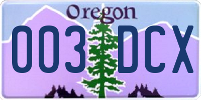 OR license plate 003DCX