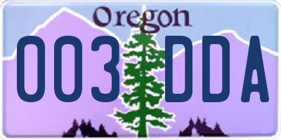 OR license plate 003DDA