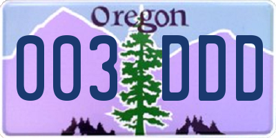 OR license plate 003DDD