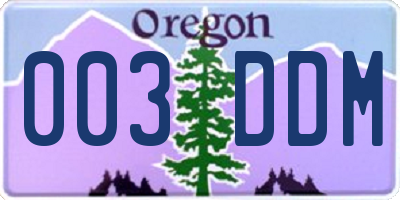 OR license plate 003DDM