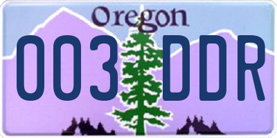 OR license plate 003DDR
