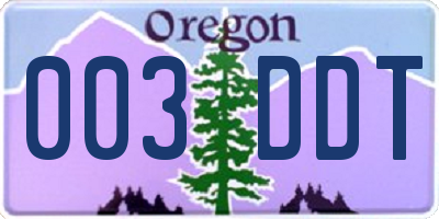 OR license plate 003DDT