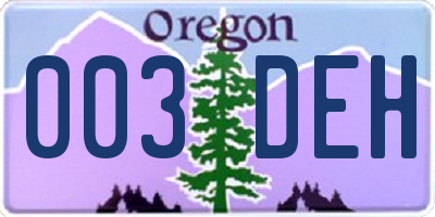 OR license plate 003DEH