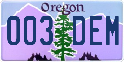 OR license plate 003DEM