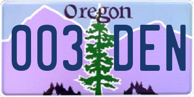 OR license plate 003DEN