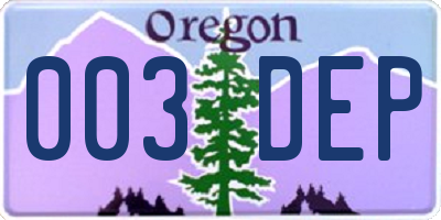 OR license plate 003DEP