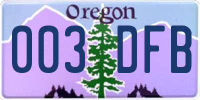 OR license plate 003DFB