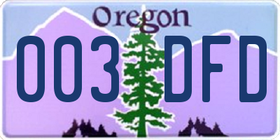 OR license plate 003DFD