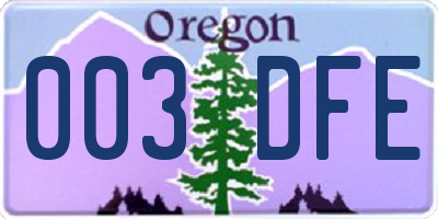 OR license plate 003DFE