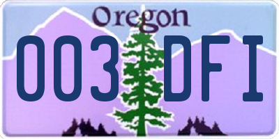 OR license plate 003DFI