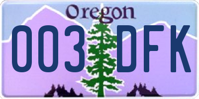 OR license plate 003DFK