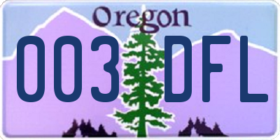 OR license plate 003DFL