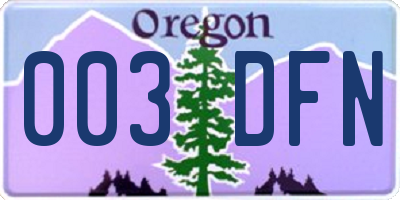 OR license plate 003DFN