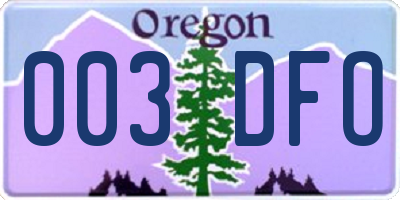 OR license plate 003DFO