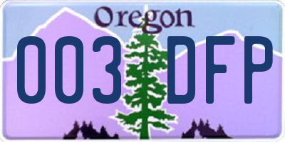 OR license plate 003DFP