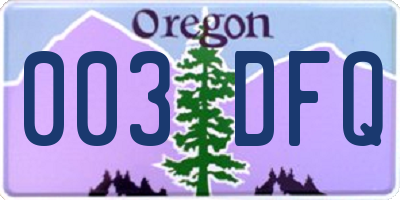 OR license plate 003DFQ