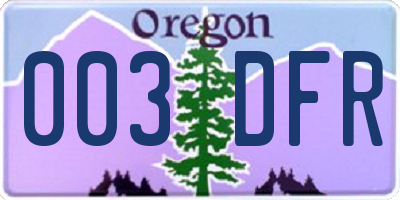 OR license plate 003DFR