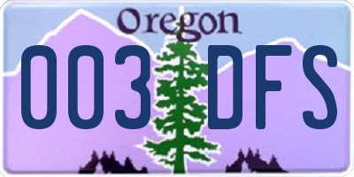 OR license plate 003DFS