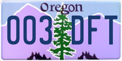OR license plate 003DFT