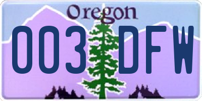 OR license plate 003DFW