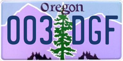 OR license plate 003DGF