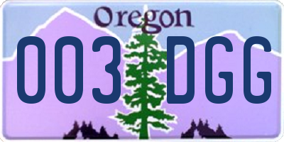 OR license plate 003DGG