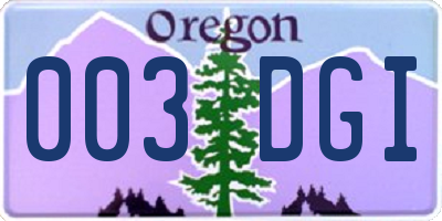 OR license plate 003DGI