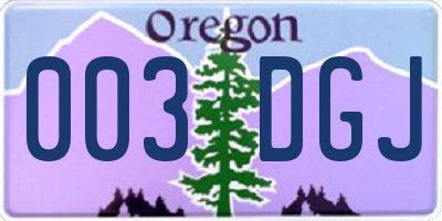 OR license plate 003DGJ
