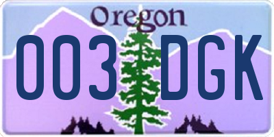 OR license plate 003DGK