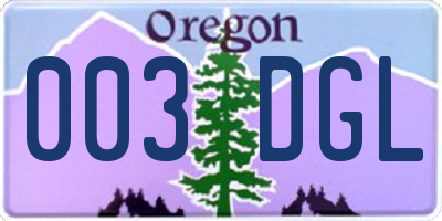 OR license plate 003DGL