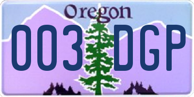 OR license plate 003DGP