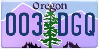 OR license plate 003DGQ