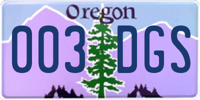OR license plate 003DGS