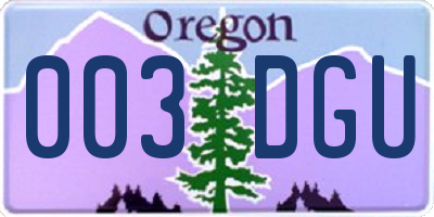 OR license plate 003DGU