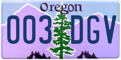 OR license plate 003DGV