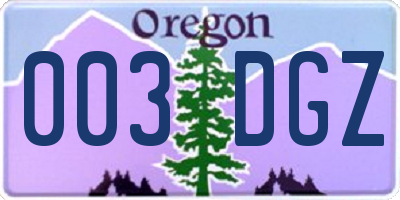 OR license plate 003DGZ