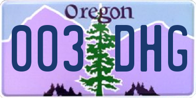 OR license plate 003DHG