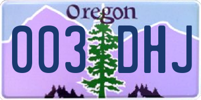 OR license plate 003DHJ